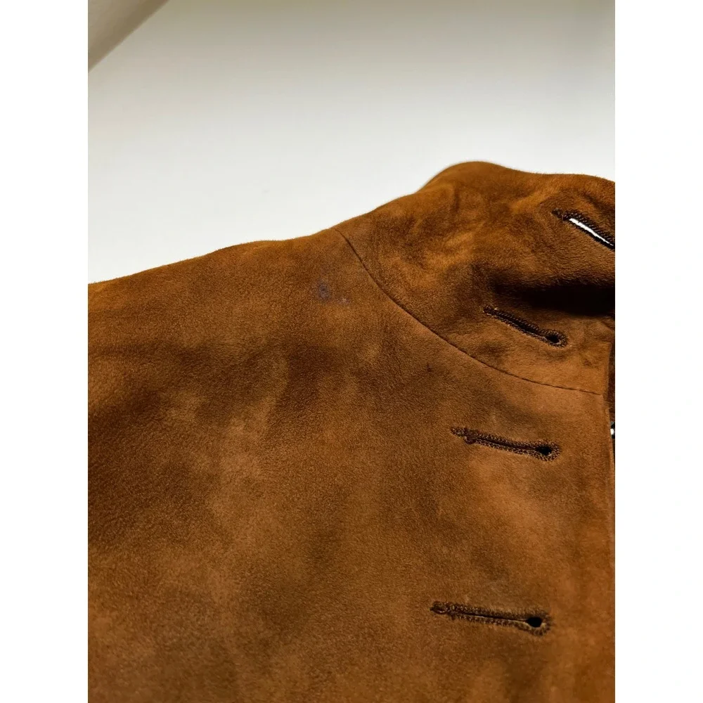 Ralph Lauren Suede Leather Blazer Jacket Women's 10 Brown Label Black Vintage - Picture 3 of 13